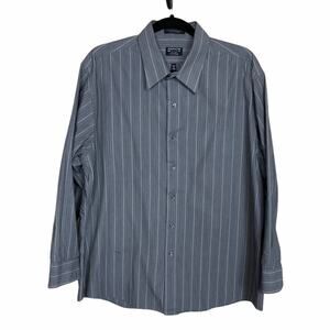 Arrow Fitted Wrinkle Free Dress Shirt Gray Stripe